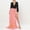 Pink, variant on Women's 2-Piece Maxi Dress Set Deep V Neck Long Sleeve Bodysuit with Asymmetrical Tiered Tulle Ruffle High Slit Train Skirt