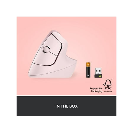 Logitech - Lift Vertical Wireless Ergonomic Mouse with 4 Customizable Buttons - Rose