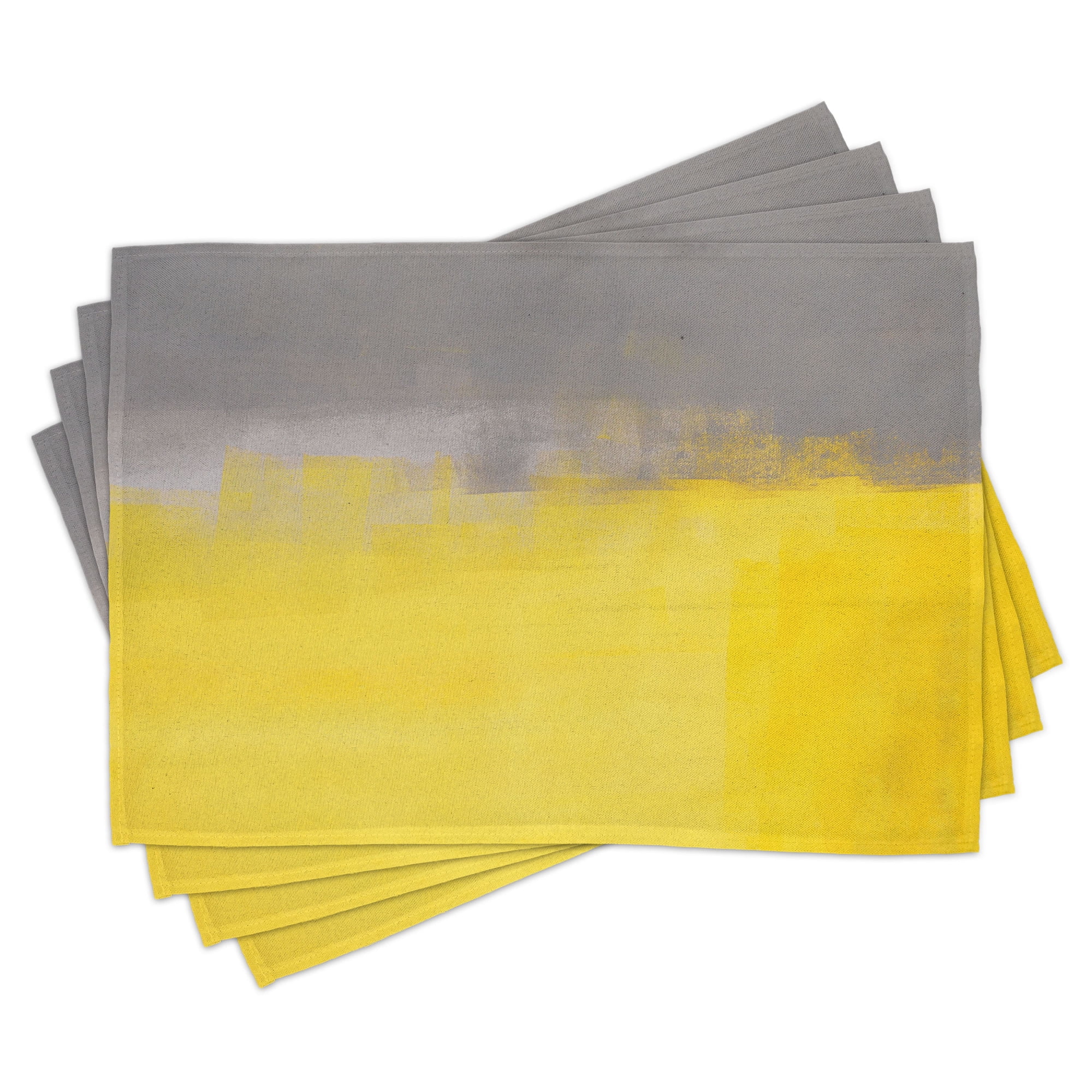 Grey and Yellow Place Mats Set of 4, Grunge Street Style Painting Brush