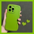 thumbnail image 3 of Phone Case for iPhone 12 Mini, Solid Color Curly Wave Frame Soft TPU Bumpers Back Phone Cover for iPhone 12 Mini (5.4 inch), Cute iPhone Case for Women Girls, Green, 3 of 12