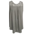 thumbnail image 4 of GDREDA Débardeurs Courts pour Femmes Grande Taille Sans Manches en Dentelle Plissée Col Rond Décontracté Gris,S, 4 of 4