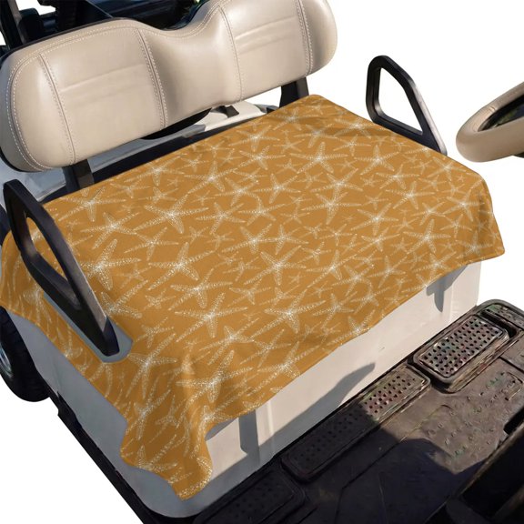 Golf Cart Seat Cover Yellow Coastal Starfish Club Car Golf Cart Seat Covers Soft Absorbent Golfcart Towel Blanket Summer Ocean Marine Life Golf Seat Covers for Cart Fits 2 & 4 Passenger 51"x31"