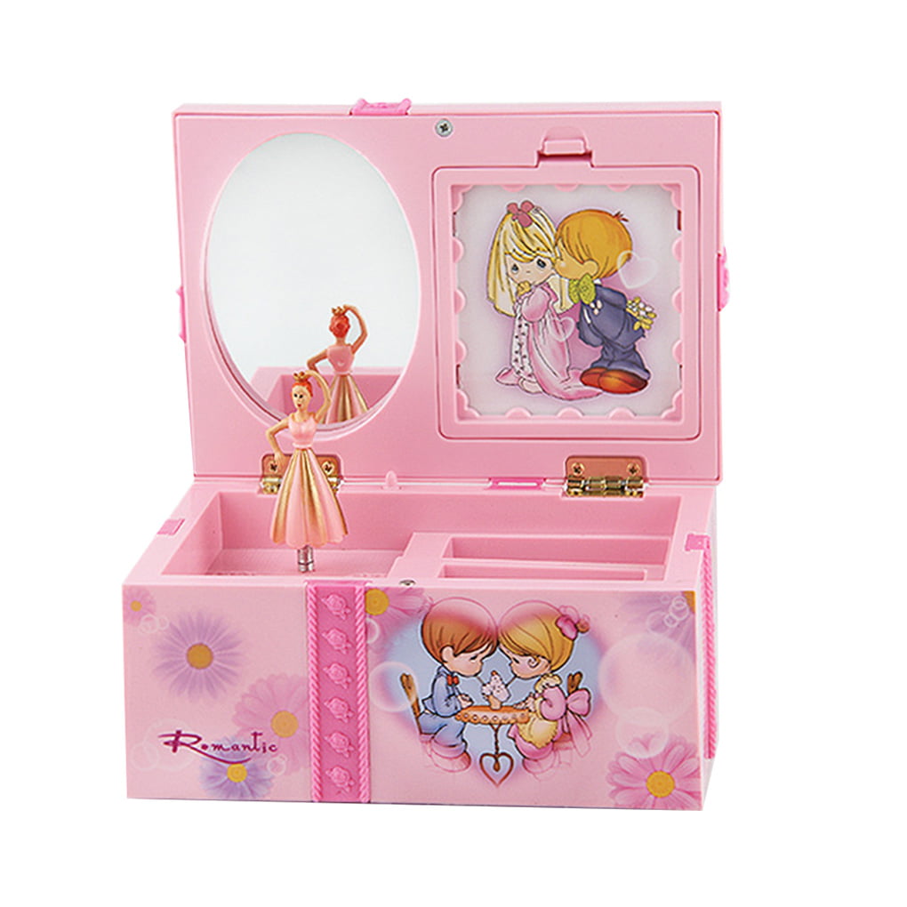 Little Girls Kids Jewelry Case Box Storage Mirror Music Ocean Mermaid Safe Lid F 