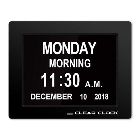 Clear Clock Digital Memory Loss Calendar Day Clock With Optional Day Cycle Mode Perfect For Seniors