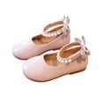 thumbnail image 5 of Girls' Pearl Bow Princess Shoes, Non-Slip Soft Sole Mary Janes, Perfect for Parties, Weddings, and Daily Outings Pink 3.5-4 Years, 5 of 7