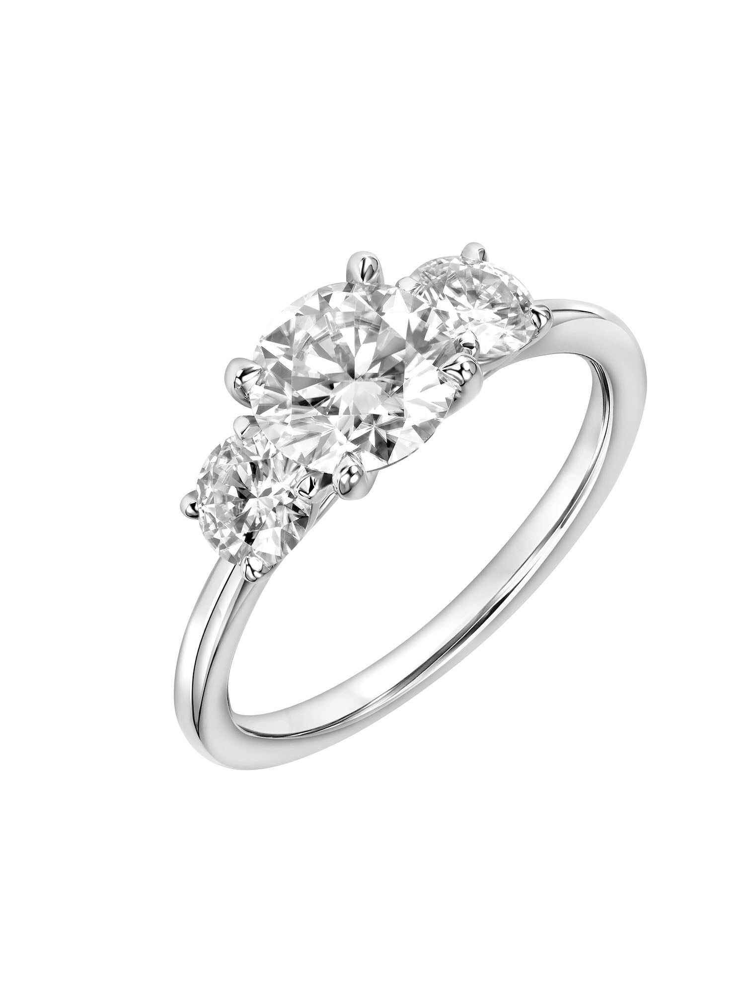 2 Carat DEW Moissanite 10K White Gold Three-Stone Engagement Ring ...