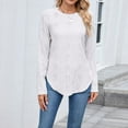 thumbnail image 2 of HVOBTTY Womens Long Sleeve Pullover T Shirt, Fall Tops for Women, Women's Fashion Solid Color Crew Neck Hollow Out Pullover Top White, XXL, 2 of 5