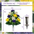 thumbnail image 2 of Sympathy Silks Artificial Cemetery Flowers 24" Purple Yellow White Orchid Mix Bouquet with Vase, 2 of 7
