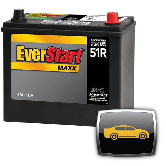 EverStart AUTO MAXX-51RN, 12 Volt, Car Battery, Group Size 51R, 450 CCA
