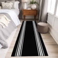 thumbnail image 4 of 2'x6' Rug Runners for Hallways Kitchen, Black Striped Non Slip Entryway Beside Floor Carpet Runner, Farmhouse Black White Stripes Washable Laundry Room Bedroom Throw Rugs Mat for Family Pet, 4 of 8