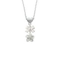thumbnail image 2 of Delight Jewelry Silvertone White Plumeria Flower White Bow Heart Necklace, 2 of 4