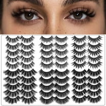 30 Pairs False Eyelashes Kit - 3D 6D Volume Wispy Lashes with 6 Styles, Soft Lightweight Natural Look, Reusable Handmade Fluffy Lashes for Women Girls(Everyday/Cat Eye/Mink Effect/Party)