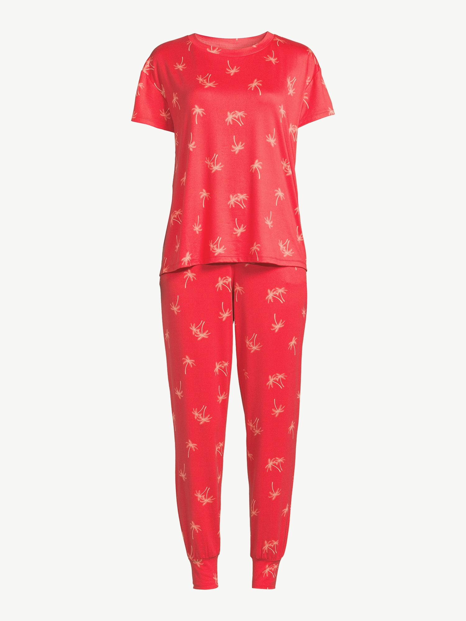 Joyspun Women’s Short Sleeve T-Shirt and Joggers Pajama Set, 2-Piece, Sizes S to 3X