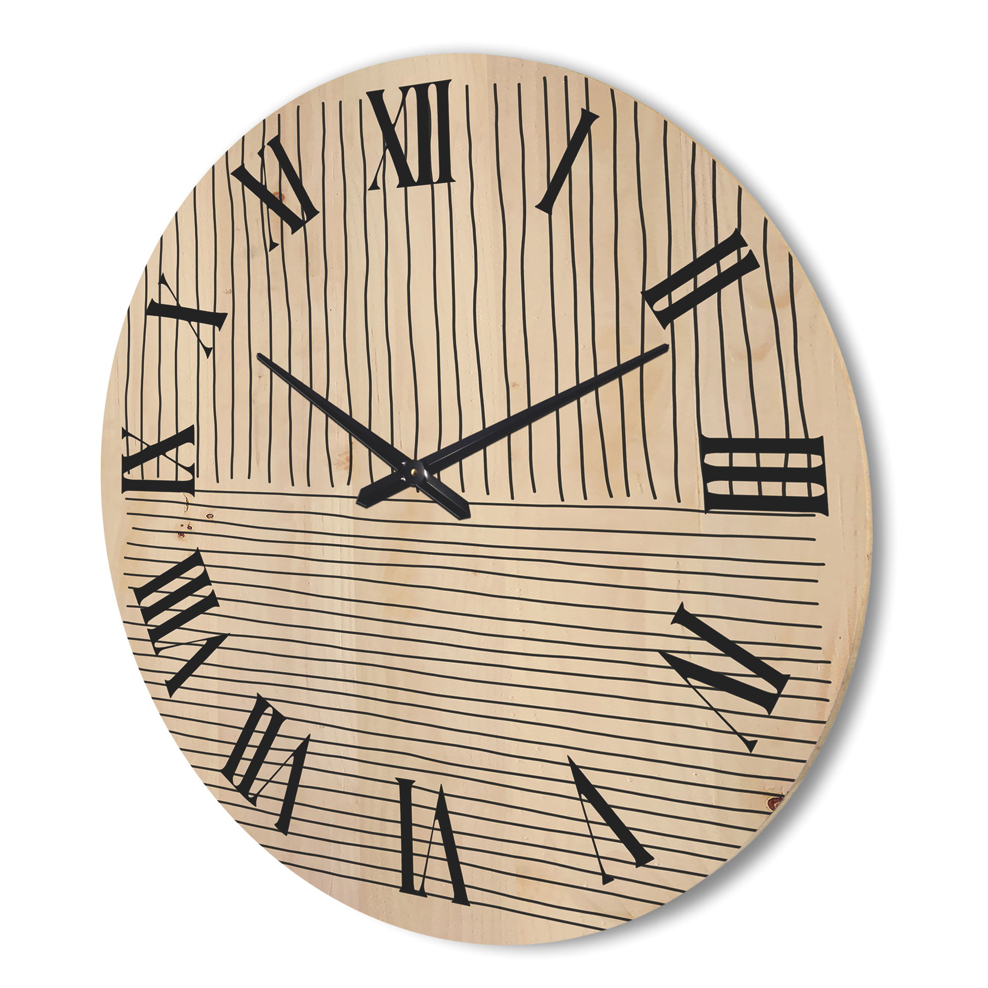 Designart 'Minimal Geometric Lines Vertical and Horizontal III' Modern Wood Wall Clock