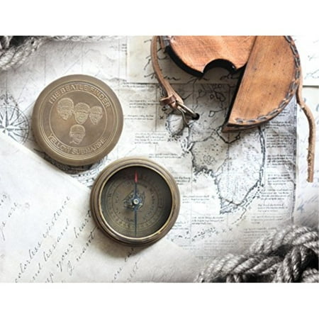 - StoreEthnic Pocket Compass Handmade Brass Maritime Office Desk Accessories Camping Accessories Collectibles with Cover 3 Inches