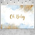 Oh Baby Backdrop for Boys Watercolor Pastel Photography Background Blue