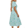 thumbnail image 4 of UVN Women Summer Dresses Short Sleeve V Neck A-Line Midi Dress Ladies Boho Beach Floral Print Sundress, 4 of 9