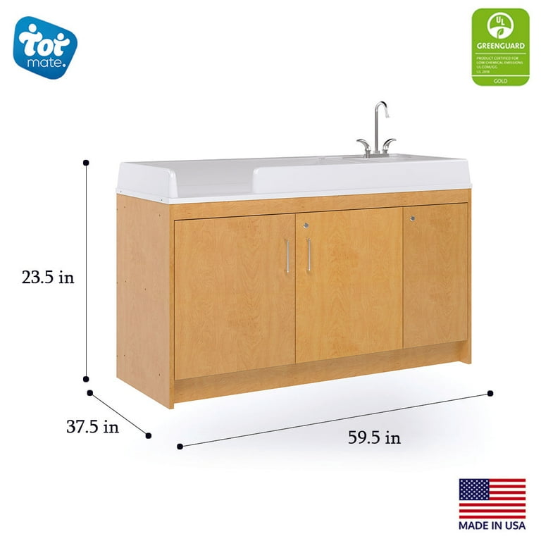 Tot Mate Toddler s Diaper Changing Table with Commercial Sink and Storage Maple Nursery Furniture Walmart