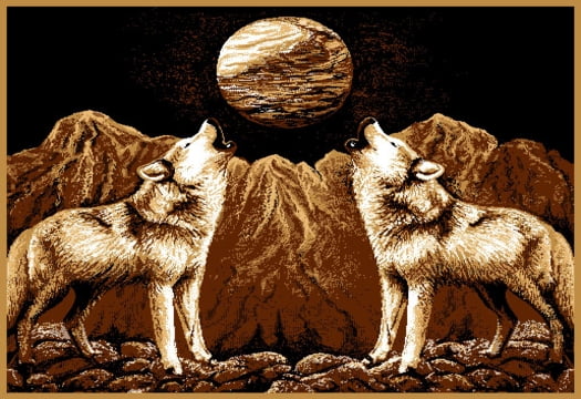 ALAZA Howling Wolf and Bare Tree Moon Space Area Rug Rugs for Living Room Bedroom 5'3x4' 