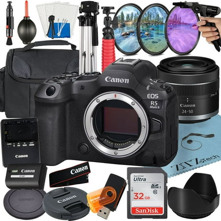 Canon EOS R5 Mark II Mirrorless Camera with RF 24-50mm Lens + 32GB SanDisk Card + Filter Kit + Case + ZeeTech Accessory