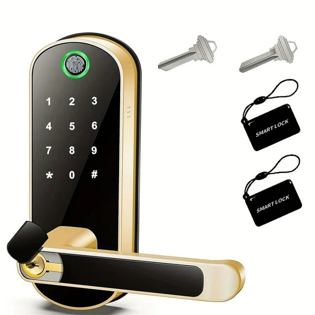 Serrure de Porte Intelligente à Empreinte Digitale avec Application, Télécommande, Wi-Fi Sans Clé, Serrure à Écran Tactile Numérique NFC, IP67, Étanche, avec 2 Cartes IC, Résistante à la Corrosion