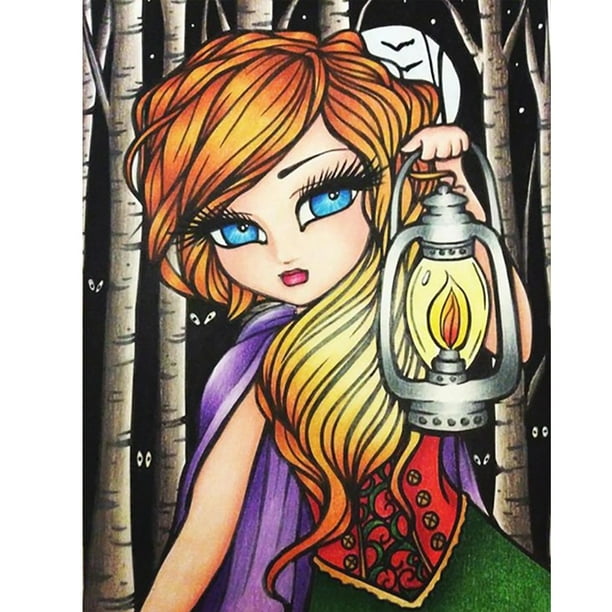 Pintura de diamante 5D DIY Taladro redondo completo Chica de dibujos animados Kit Decoración para el hogar Arte Artesanía Hugtrwg Para estrenar
