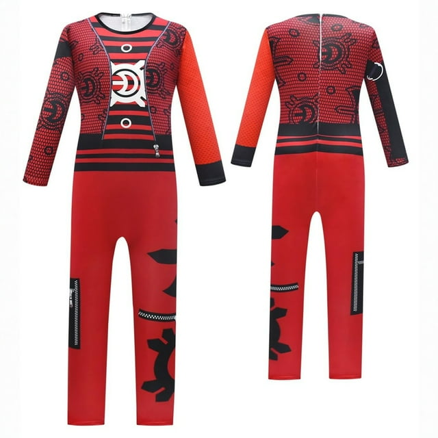 Nvse|Kids Girls Zombies Clothes Set One-piece Suit Kids Casual T-shirt Pants Outfits Boys Girls Graphic Jumpsuit Party Halloween Suit(Red )160