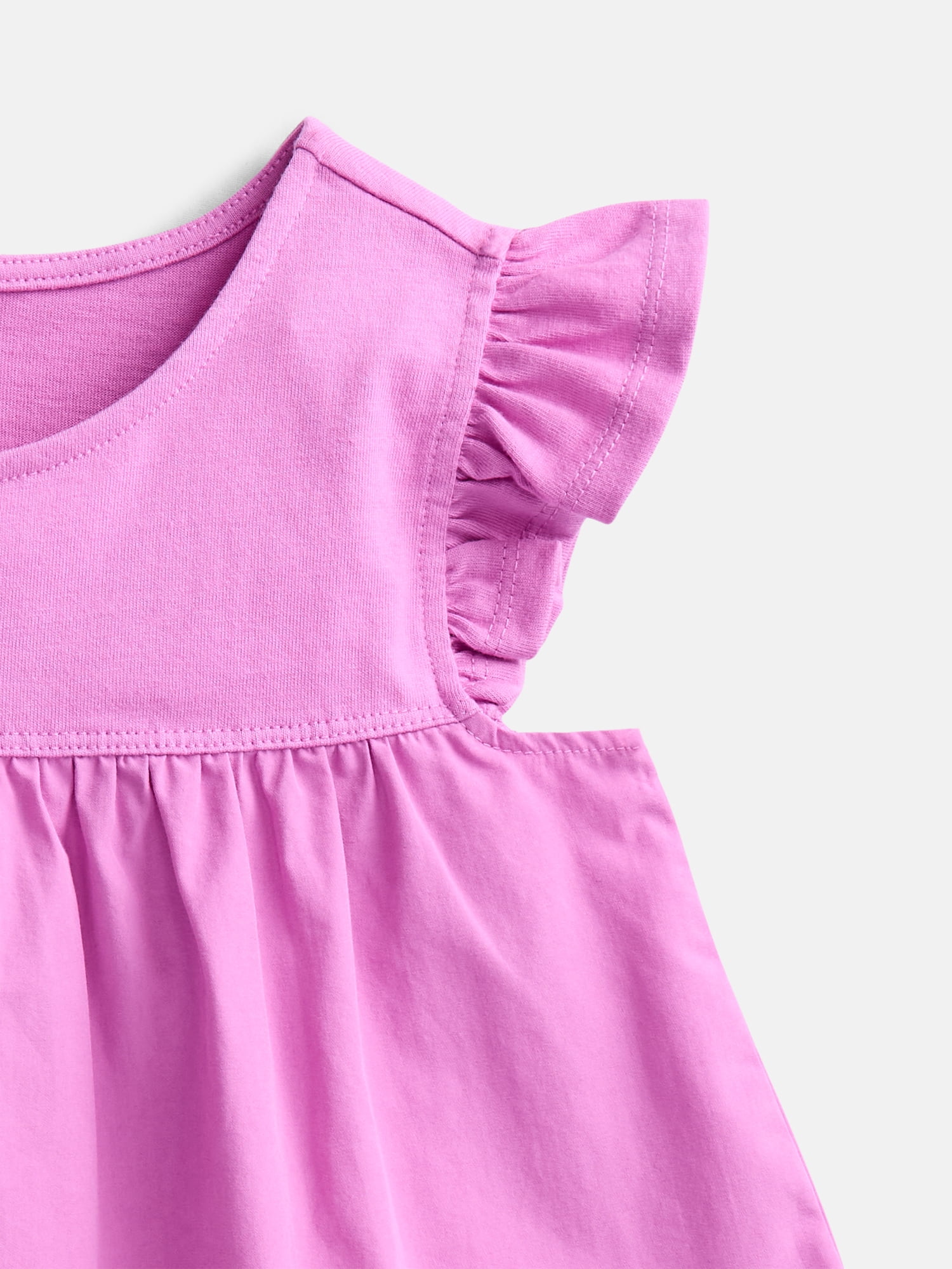 Wonder Nation Girls Peplum Hem Cotton Top with Flutter Sleeves, Sizes 4-18