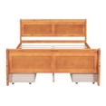 thumbnail image 6 of Full Size Platform Bed with 4 Drawers, Wooden Sleigh Bed with Streamlined Headboard & Footboard, Solid Wood Bed Frame with Slats Support, No Box Spring Needed, Oak, 6 of 9
