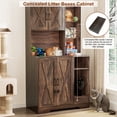 thumbnail image 5 of Blotout 71" Tall Farmhouse Cat Litter Box Enclosure W/Open Shelves & Doors, Wooden Cat Litter Box Furniture for Self-Cleaning Litter Boxes, Large Hidden Litter Box Furniture W/ Power Outlets, Locks, 5 of 10