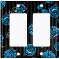 thumbnail image 6 of Metal Light Switch Plate Outlet Cover Dark Blue Roses Black Pinstripe Wallpaper ROS043, 6 of 13