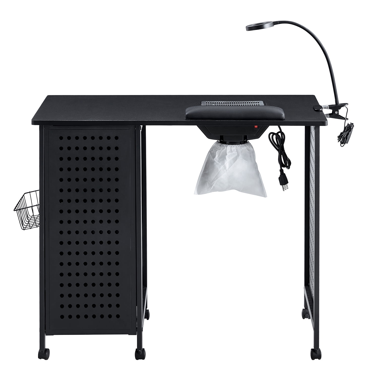 Kadyn 39" Manicure Table Nail Desk, Beauty Spa Salon Workstation w/ Wrist Rest, Lockable Cabinets,LED Lamp,Electric Downdraft Vent,Black Kadyn 39" Manicure Table Nail Desk, Beauty Spa Salon Workstation w/ Wrist Rest, Lockable Cabinets,LED Lamp,Electric Downdraft Vent,Black