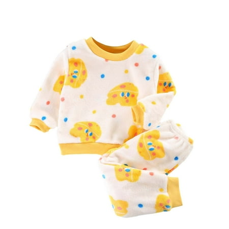 

MHZLDYZ Clearance Girls Hawaiian Outfit Kids Girls Boys Autumn/Winter Warm Flannel Suit With Cotton Padded Homewear Top and Pants Set 2 Piece Outfits Girls Summer Outfits Size 10-12 (Yellow1 100)