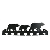 Rustic Western Black Bear Family Multi Pegs Metal Wall Key Hooks Decor Plaque