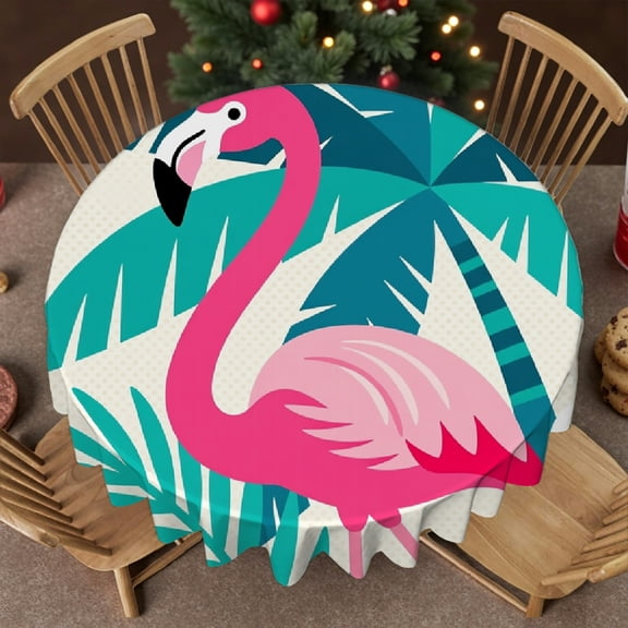 Pink Flamingo(1) Tablecloth for dining table, Kitchen Accessories - Holiday-Themed Design tablecloths for round tables, Cafe, dinner, brunch, buffet, picnic