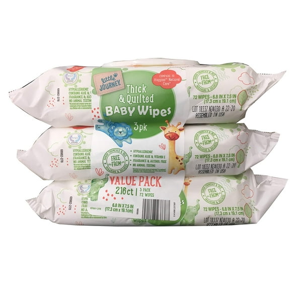 Toallitas para Bebé Little Journey 216 unidades Hipoalergénicas con Aloe