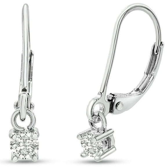 SuperJeweler 1/5 Carat Diamond Leverback Earrings In Sterling Silver, 1/2 Inch For Women