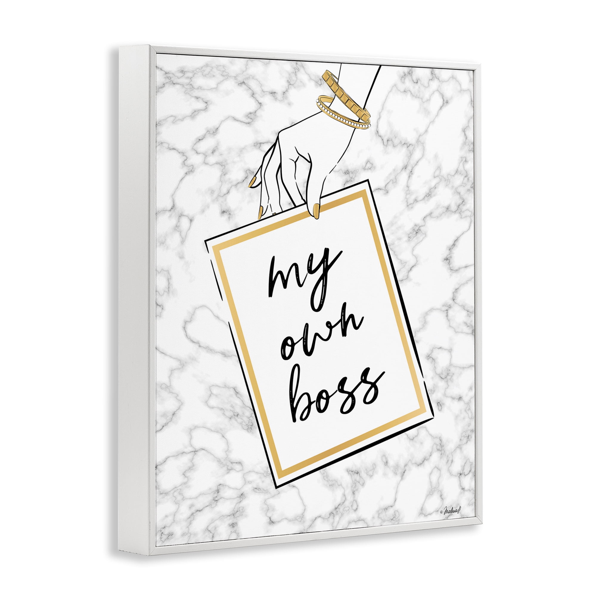 Stupell Industries My Own Boss Phrase Typography Painting White Framed Art Print Wall Art, 11 x 14