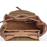 TimberWolf Vintage Daypack Backpack w/ Waxed Canvas, Laptop Compartment, Water-Resistant Lining, Leather Trim, Adjustable Straps & Front Zipper Pocket – The Daypack