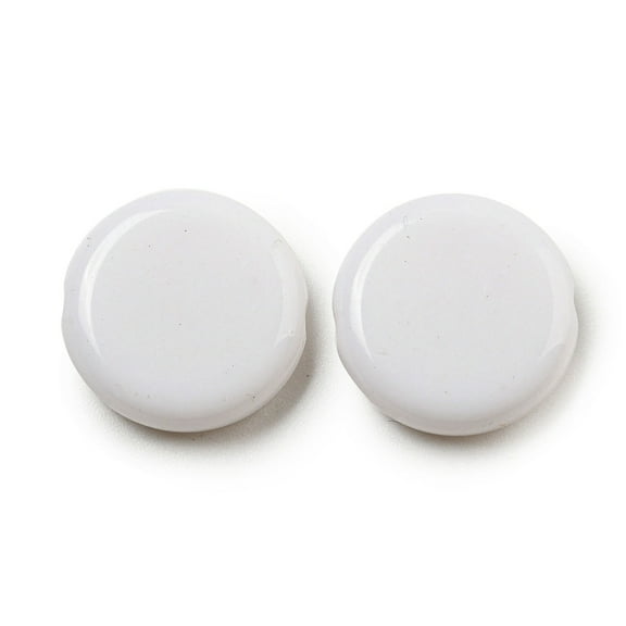 50 pc Opaque Acrylic Beads Flat Round White 15x4.5mm Hole: 2mm
