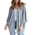 thumbnail image 1 of Maoww Cardigan Ouvert devant en Polyester pour Femmes, Manches 3/4, Décontracté, Printemps Automne, Bleu, TTG, 1 of 6