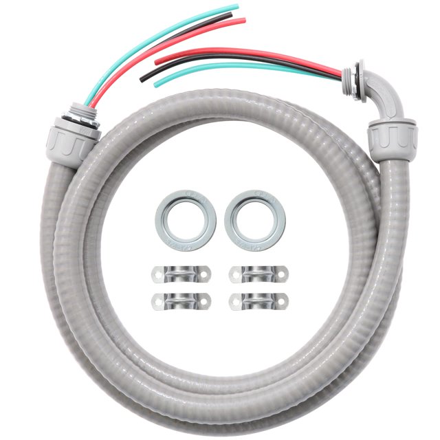 Kit de montaje Power Whip DWALE, cable 10 AWG de 1/2 pulgadas x 1,2 cm x 1,2 m