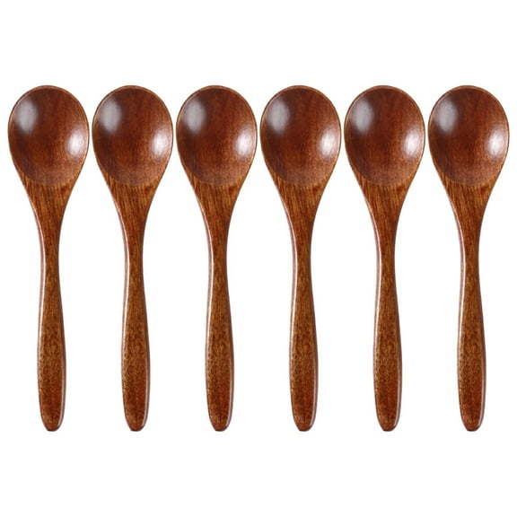 PLGEBR 6Pcs Wooden Spoon Spoon Multi-purpose Wood Spoon Soup Spoon Teaspoon for Coffee Tea Jam