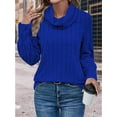 thumbnail image 5 of Women'S - Tunic Sweaters Long Sleeve Ribbed Knit Comfy Loose Casual Fall Sweater Blue S, 5 of 7