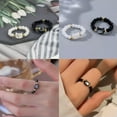 thumbnail image 5 of GKNET Personality Bead Ring Women Cat Rings Natural Moonstone Obsidian Delicate Jewelry Gift&-Black, 5 of 9