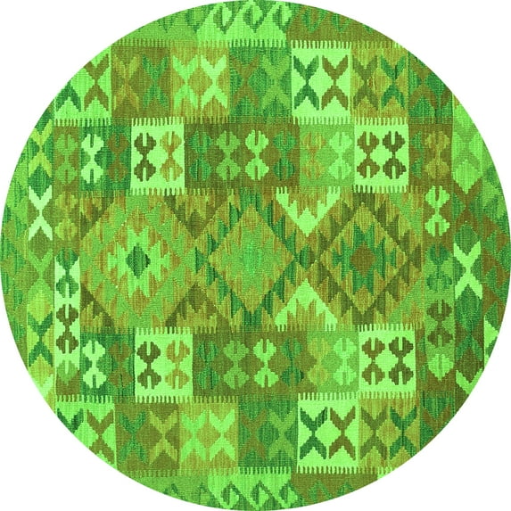 Ahgly Company Indoor Round Southwestern Green Country Area Rugs, 7' Round
