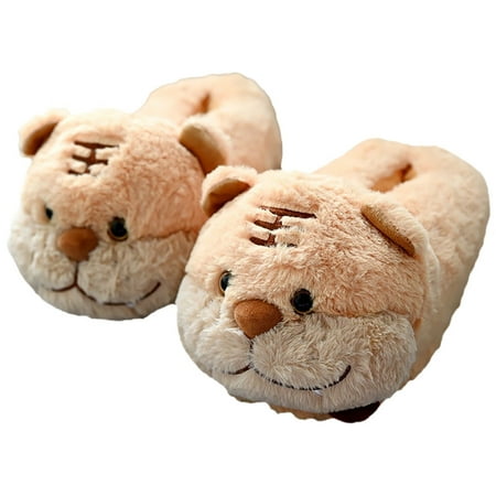 

GNEIKDEING Women s Christmas Deer Tiger Plush Indoor Comfortable Warm Cotton Slippers Gift on Clearance