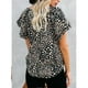 thumbnail image 4 of Blusa estampada con botones para mujer, manga corta, cuello en V, blusa informal con estampado elegante para el trabajo, fiesta diaria, 4 of 6