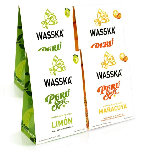 Wasska Pisco Sour Mix 2 Limón & 2 Maracuya Combo 20 oz