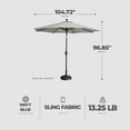 thumbnail image 2 of Four Seasons Courtyard 9' Round Sling Fabric Highland Market Umbrella, Gray, 2 of 6